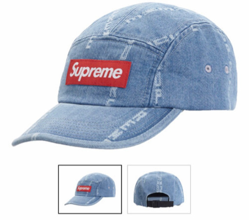 帽子 Supreme Logo Stripe Jacquard Denim Camp Cap