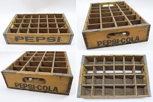 ペプシコーラ 木箱 24本用 2箱セット 木製 ボトルケース PEPSI-COLA 昭和レトロ 当時物 アンティーク