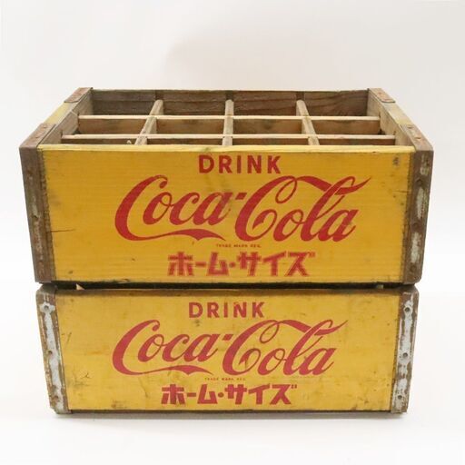 コカコーラ 木箱 ホームサイズ 12本用 2箱セット ② 木製 ボトルケース COCA-COLA 昭和レトロ 当時物 アンティーク ヴィンテージ