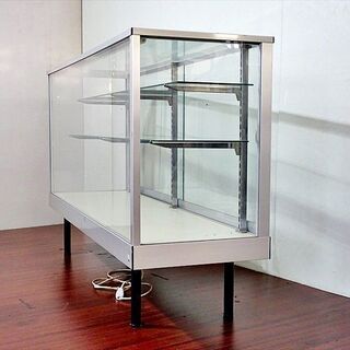 山口)下松市より 業務用ガラスショーケース 棚2枚3段 幅150×奥行45×高 