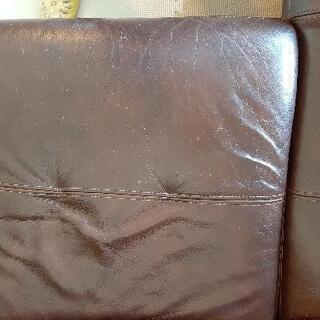 総レザー大型ソファー　ダークブラウン