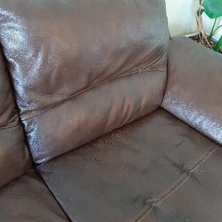 総レザー大型ソファー　ダークブラウン