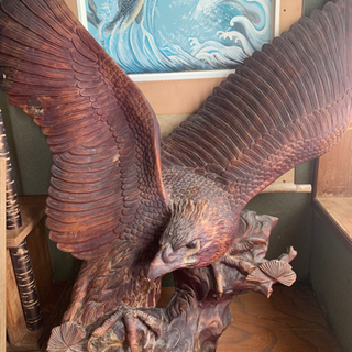 鷲 木彫り 特大 鷲木彫り超特大※引取限定骨董彫刻置物