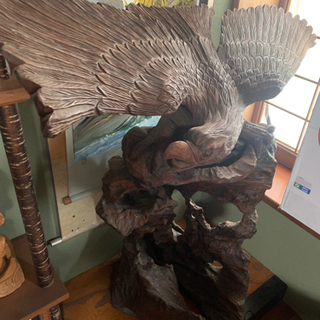 19日削除予定 値下げしました 木彫りの置物 ワシ 鷲 