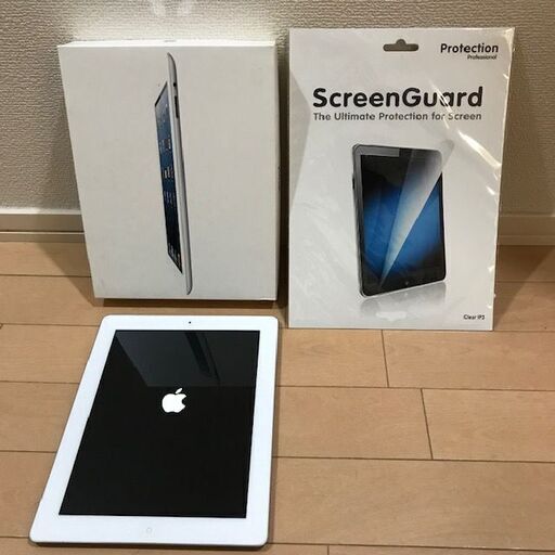 iPad 第4世代 ホワイト 32GB MD514J/A 箱付き、保護フィルム(未使用品)付き