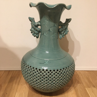 大海 壺 11月末迄】海青の陶器（壺）
