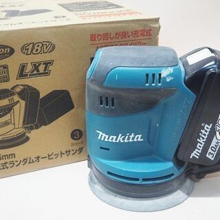 【苫小牧バナナ】makita/マキタ BO180DRF 充電式 ランダムオービットサンダ 小型・低重心ボディ コードレス 動作品 バッテリー2個付き♪