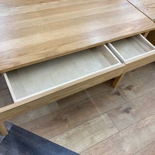 無印良品 無垢材ﾃﾞｽｸ ｵｰｸ材 引出し付