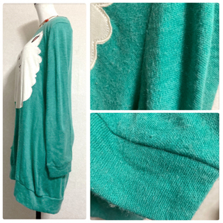 ご購入者様決定꒰WIN HEART꒱猫ちゃんニット チュニック青緑系