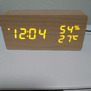 ②ウッドデジタル時計　温度　湿度　時刻　目覚まし
