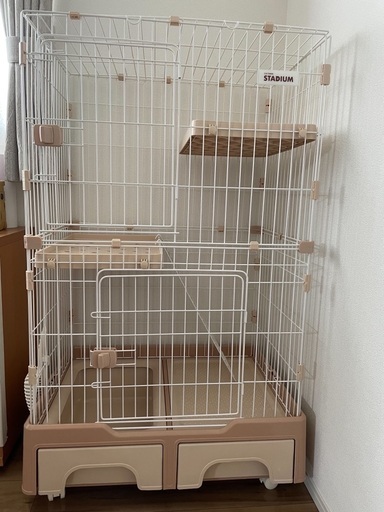 猫のゲージ(トイレケース収納付き)