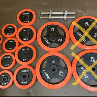 IROTECベンチ台+ダンベル、プレート55kg　FIGHTINGプレート65kg プレートラック　セーフティーバー付き