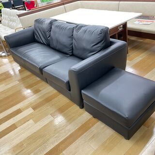 カウチソファー ブラック 合皮【トレファク岸和田】