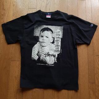 STUSSY×Championダブルネーム　Tシャツ【黒】メンズ...