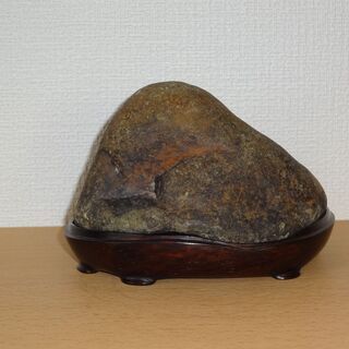 鑑賞用自然石(風速)】自然石(只見川) 台座付き