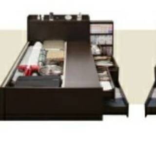 7497】セミシングル・大容量スライド収納チェストベッド・棚2口コンセント