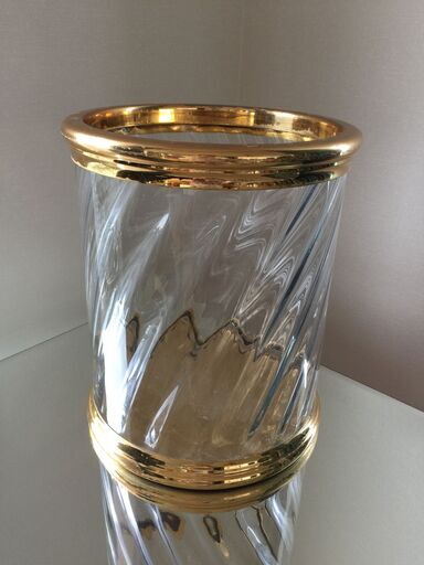 高級イタリア製ビンテージ置物・傘立て・器・花瓶・インテリアオブジェ   80年代 置物ベネチアンガラスゴールド塗装