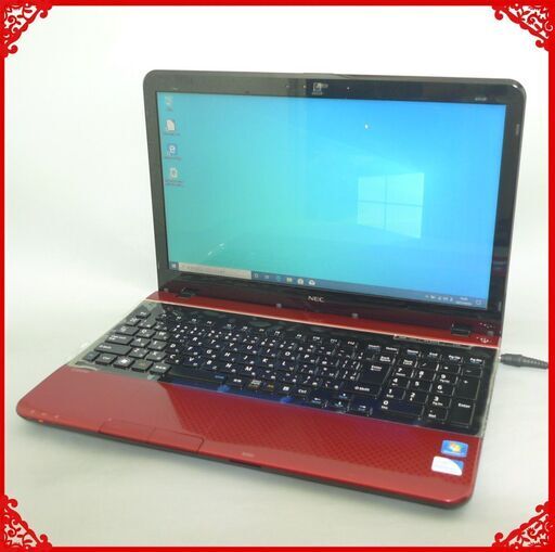 レッド ノートパソコン 中古美品 15.6型ワイド NEC PC-LS150HS6R Pentium 4GB 750GB DVDマルチ 無線LAN webカメラ Windows10 Office