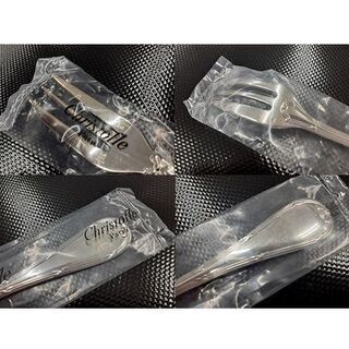 未使用【10本組 クリストフル リュバン ガトーフォーク】フランス製  シルバーコーティング ケーキフォーク デザートフォーク カトラリー 食器 Christofle RUBANS 札幌 北20条店店