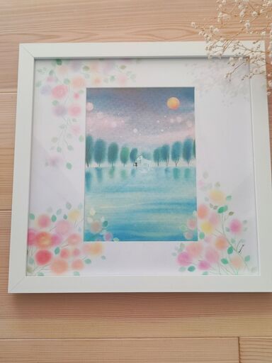 絵画】雲海の光《 ポストカード》パステルアート 抽象画 癒し ピンク