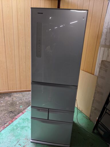 (売約済み)TOSHIBA 5ドア冷凍冷蔵庫 VEGETA GR-G43G 2014年製 426L ブライトシルバー 動作品 東芝/ベジータ