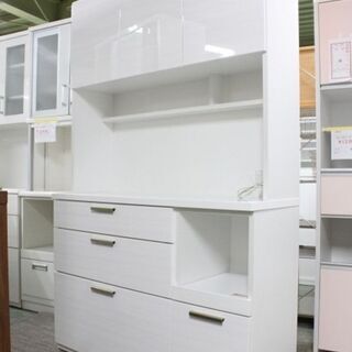 ニトリ キッチンボード ソレル 幅120 ホワイト レンジボード カップボード 2020年製 NITORI 食器棚 中古家具 店頭引取歓迎 R4043)