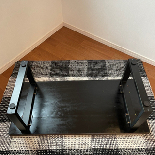ホオの木×レジンテーブル オシャレ テーブル 青 98.5cm 天然木 未使用品