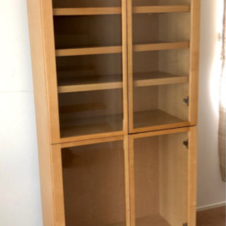 無印良品 タモ材 食器棚 ガラス扉 キャビネット