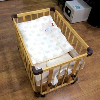 USED品 farska ベビーベッド ミニジョイントベッドネオ ナチュラル+