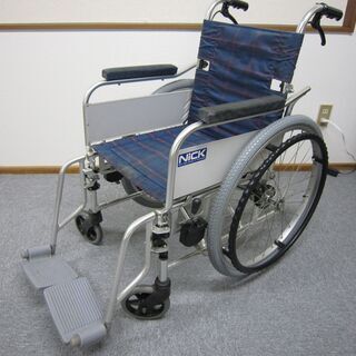 【中古】　車椅子 （NICK製自走式)　青格子柄