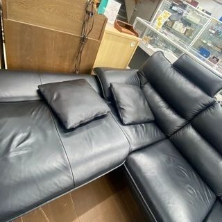 9/26【引き取り限定！ジモティ特別価格¥88000】☀️カウチ ソファー レザー ブラック L字型