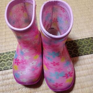【ネット決済】(交渉中)女の子　長靴　17サイズ　ピンク花柄