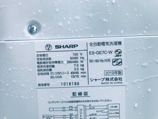 ET1010番⭐️7.0kg⭐️SHARP電気洗濯機⭐️ 2019年製