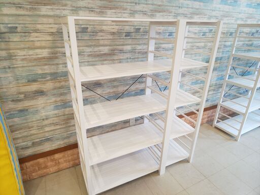 【※難あり 木製 白い棚】一部難あり、おしゃれ、インテリア、什器
