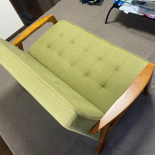 緑色布製2人掛けソファ　ラタン 緑色布製2人掛けソファ ラタン 関家具】 2人掛けソファ スイート