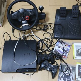 PS3 + ハンドルコントローラー　＋　ゲームソフト4本