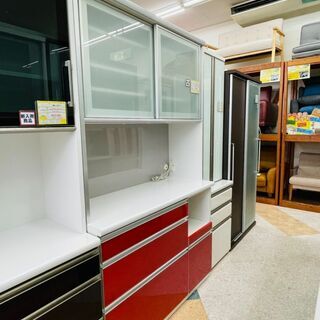 ⭐赤がおしゃれ！！2面レンジボード ✨定価￥108,000✨ スチームオーブン対応！！⭐