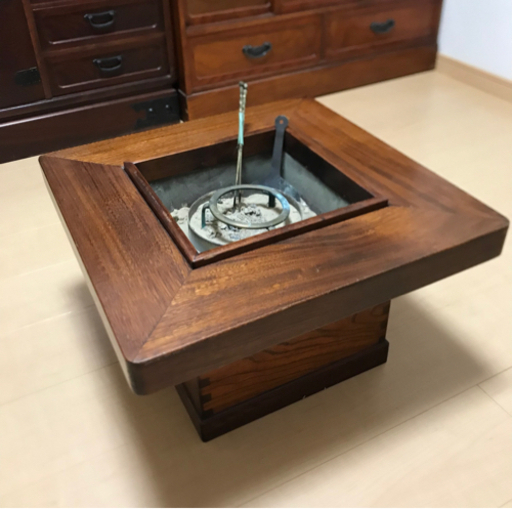 「ケヤキ」長火鉢 箱火鉢 小型 囲炉裏 木製 アンティーク