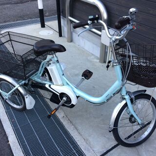 地域限定送料無料　ブリヂストン　アシスタワゴン　三輪車　新基準　12,3AH　2018年　水色　パスワゴン　ビビライフ　神戸市　電動自転車　