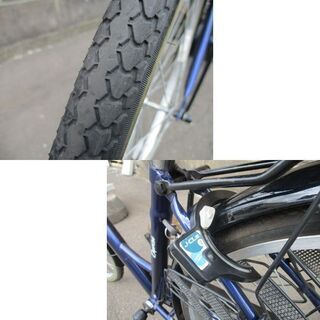 自転車 27インチ 6段変速 ポッソアート ブルー系 カギ カゴ付き