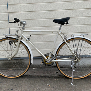 ❌美品❌ 骨董自転車 クロスバイク 白 3x7変速 ‼️ ライト付き✨自転