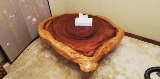 一枚板　銘木　ブビンガ　座卓/座敷机　天然木材　輪切り　ローテーブル