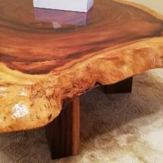 一枚板　銘木　ブビンガ　座卓/座敷机　天然木材　輪切り　ローテーブル