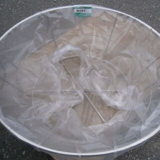 ☆新古品 ナカオアルミ イモノ 特選平釜 80㎝ 81L & 本間冬治工業 18-8 手付揚ザル 荒目65㎝ 木製釜フタ付き 炊き出し トン汁などに！！☆