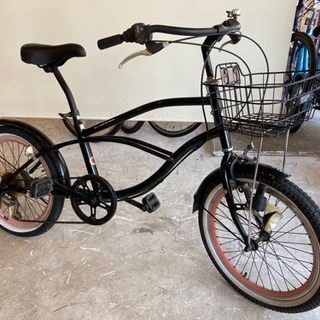 20インチ】ビーチクルーザー 6段変速 ブラック