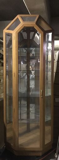 Philip Reinisch 高級 ガラスショーケース 5段 飾り棚 ライト付 コーナー 豪華 フィリップレーニッシュ 幅56cm×奥行56cm×高さ209cm