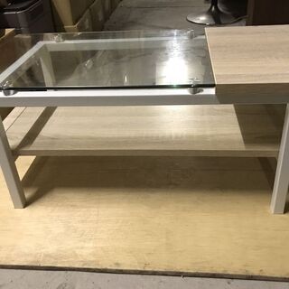 木製 ローテーブル 座卓 コーヒーテーブル 一部ガラス天板 おし...
