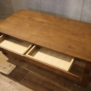 ■送料込■無印良品 MUJI 無垢材ローテーブル バーチ材 ブラウン 引出収納机 無印良品(MUJI)のウォールナット無垢材 ローテーブルです