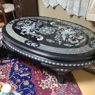 螺鈿細工　テーブルのみ 螺鈿細工 楕円形座卓 テーブル 買い取りしました!! リユース