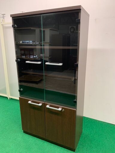 中古 プラス H1800 木製書庫　鍵付き